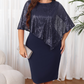 🌙🌸 OFFRE LIMITÉE -50% ! 🦋Robe à paillettes avec cape asymétrique – Détail de cape unique et silhouette épurée, une élégance de soirée sans effort.