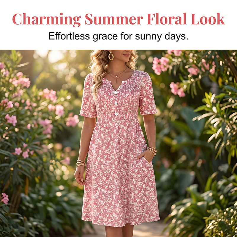 🎉 Soldes 2026 — Plus de 49 000 Vendues ! 🌸 Robe Imprimée Décontractée à Col V – Tissu Premium Doux 👗
