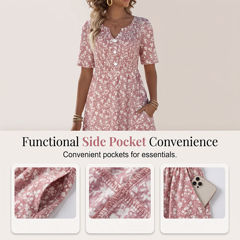 🎉 Soldes 2026 — Plus de 49 000 Vendues ! 🌸 Robe Imprimée Décontractée à Col V – Tissu Premium Doux 👗