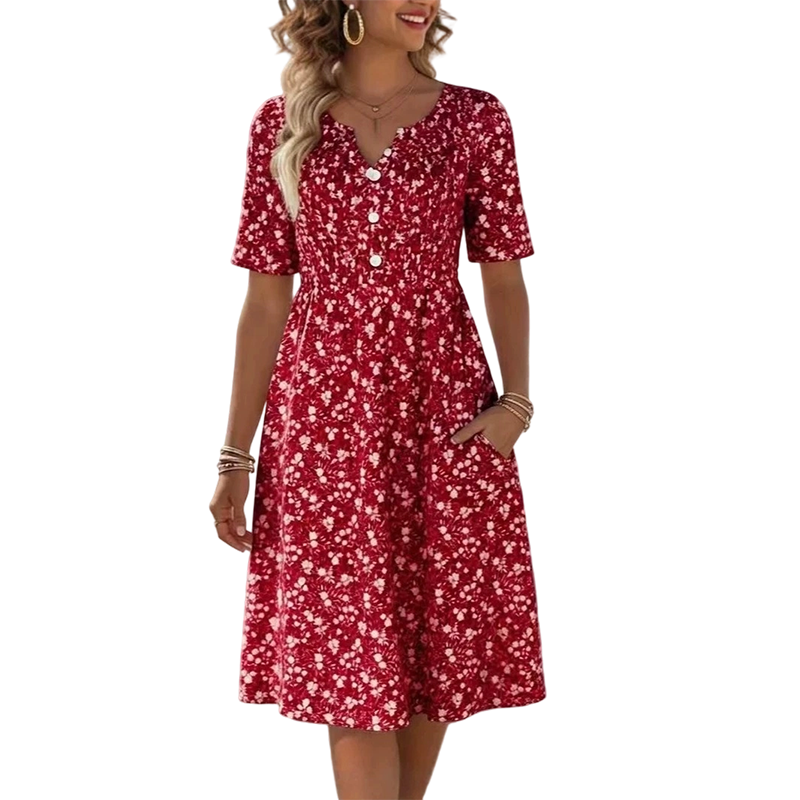 🎉 Soldes 2026 — Plus de 49 000 Vendues ! 🌸 Robe Imprimée Décontractée à Col V – Tissu Premium Doux 👗
