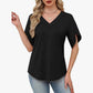 👗 50% DE RÉDUCTION! 🌿 Blouse fluide col V – Manches flutter, silhouette flatteuse & polyvalente – Parfaite du bureau au dîner 🕊️