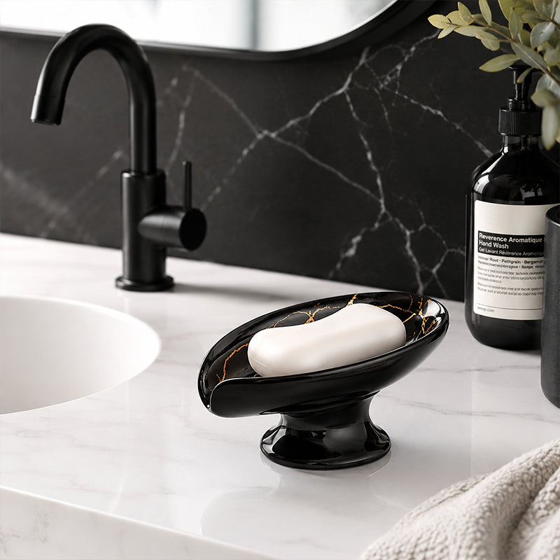 ⏳ 50% DE RÉDUCTION ! 🧼 Porte-Savon en Céramique – Céramique – Drainage Automatique & Forme Feuille for Salle de Bain