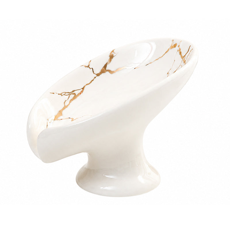 ⏳ 50% DE RÉDUCTION ! 🧼 Porte-Savon en Céramique – Céramique – Drainage Automatique & Forme Feuille for Salle de Bain