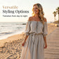 🌸 50% DE RÉDUCTION! 👗 Robe Maxi Épaules Dénudées – Taille cinée, fluide & romantique – Idéale pour l'été et les vacances ☀️