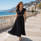 🎉 Soldes 2026 — Plus de 35 000 vendus ! 💃 Robe Maxi Plissée Fluide – Col V, Manches à Volants, Ceinture Métallique 🌸
