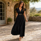 🎉 Soldes 2026 — Plus de 35 000 vendus ! 💃 Robe Maxi Plissée Fluide – Col V, Manches à Volants, Ceinture Métallique 🌸