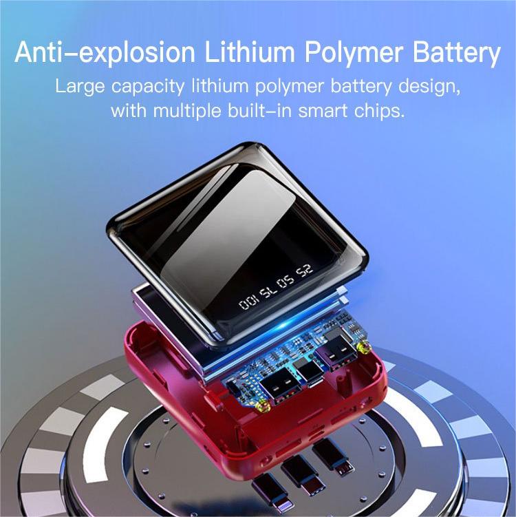 🔋 Mini Banque d’Alimentation Portable — 3600 à 20000 mAh, 4 Ports USB, Double LED, Charge Rapide ⚡