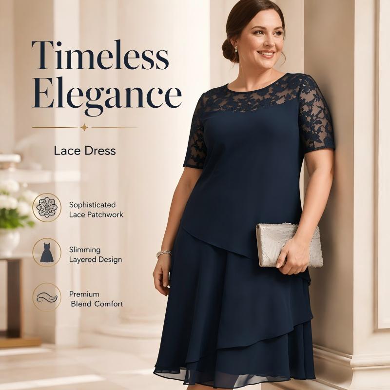 Robe élégante grande taille à volants pour femmes