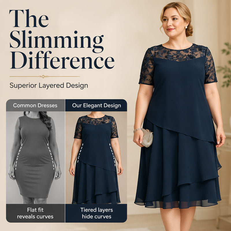 Robe élégante grande taille à volants pour femmes