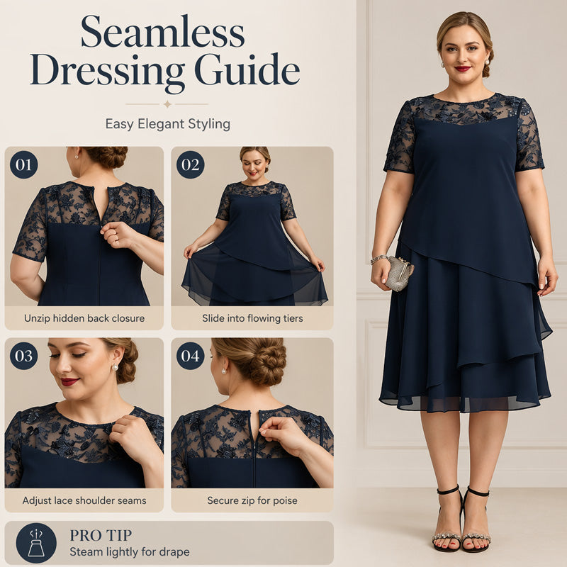 Robe élégante grande taille à volants pour femmes