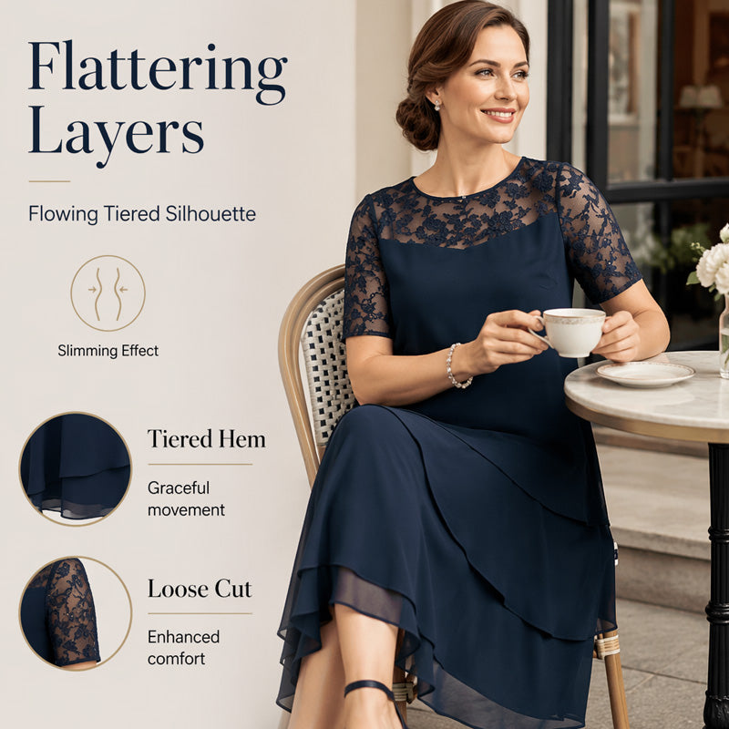 Robe élégante grande taille à volants pour femmes