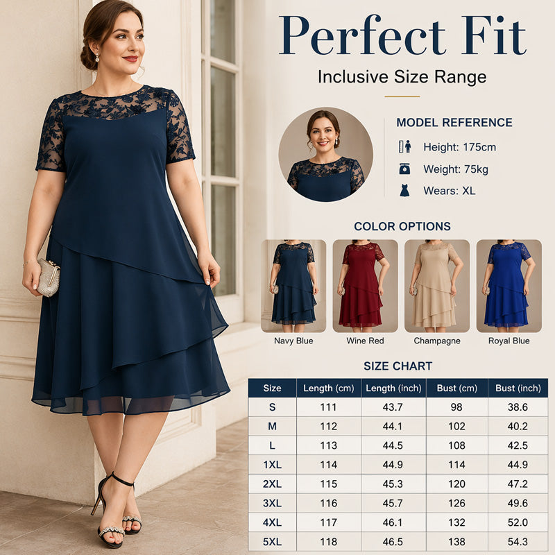 Robe élégante grande taille à volants pour femmes