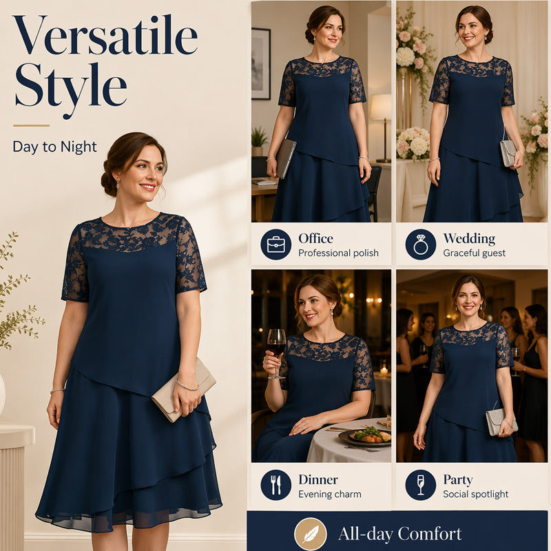 Robe élégante grande taille à volants pour femmes