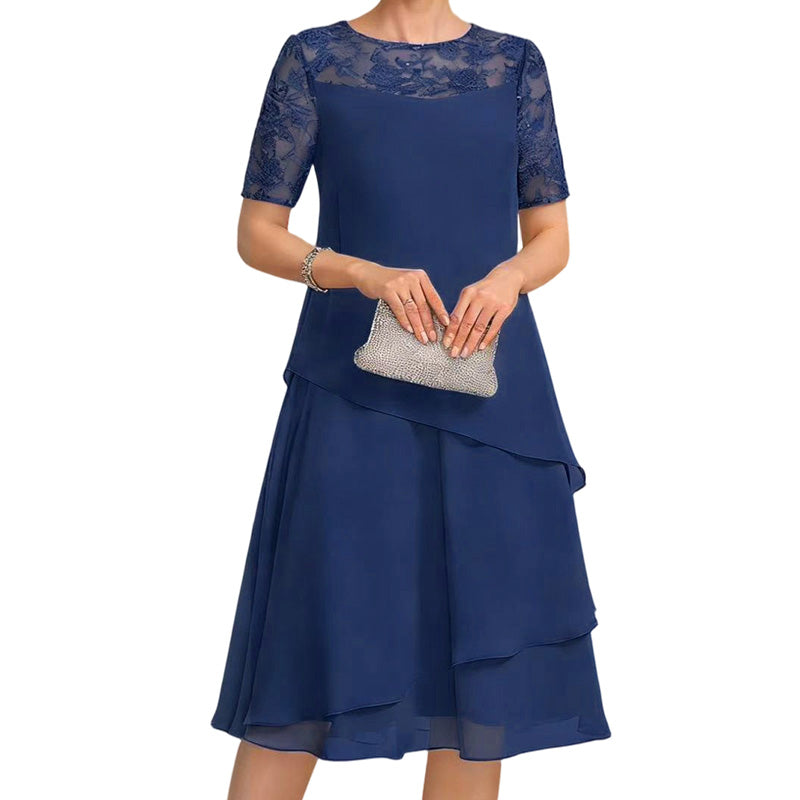 Robe élégante grande taille à volants pour femmes
