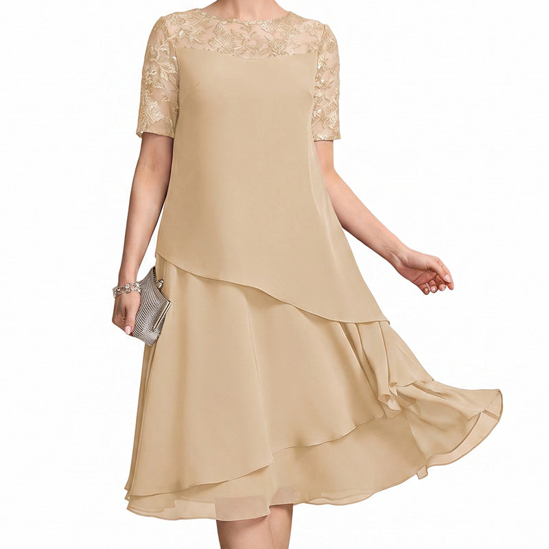 Robe élégante grande taille à volants pour femmes