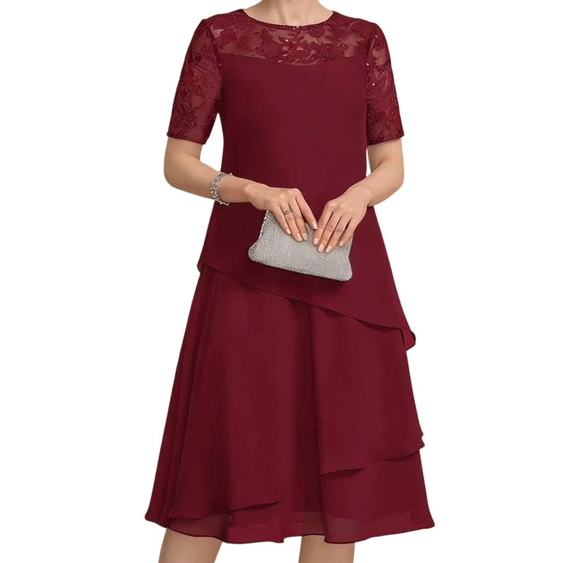 Robe élégante grande taille à volants pour femmes
