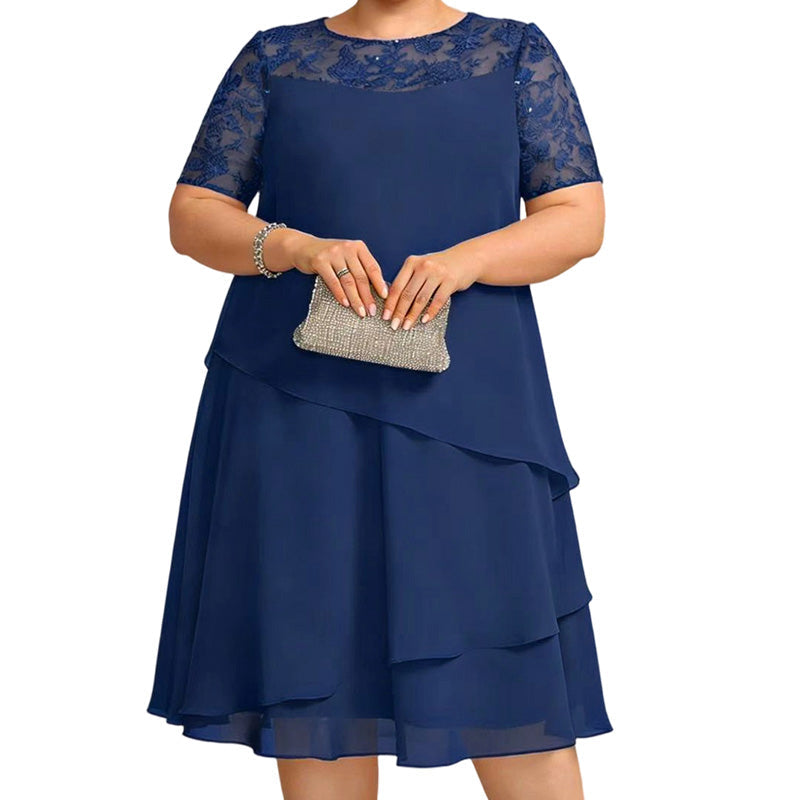 Robe élégante grande taille à volants pour femmes