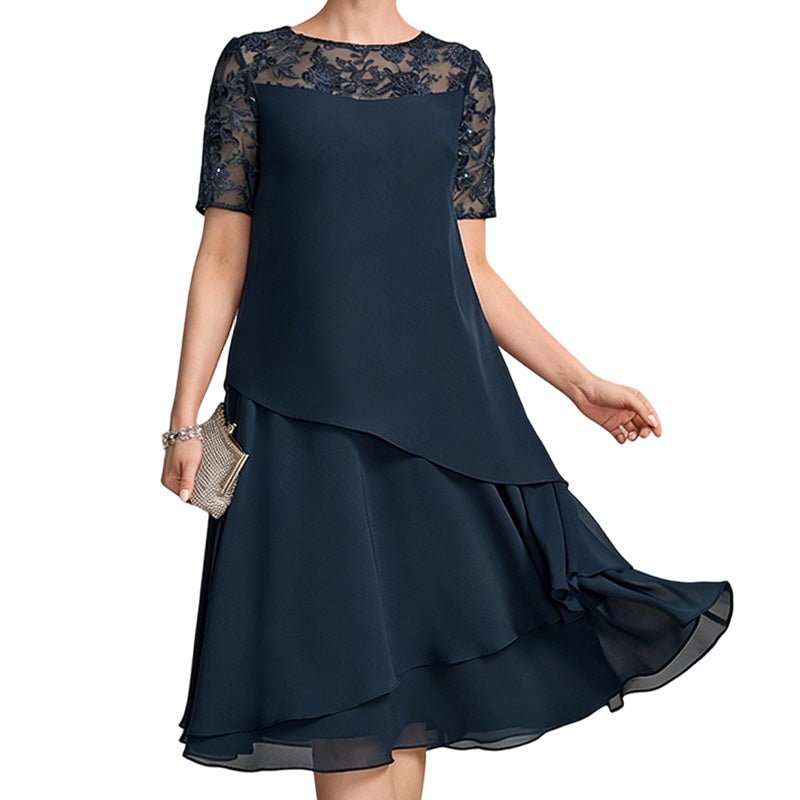 Robe élégante grande taille à volants pour femmes
