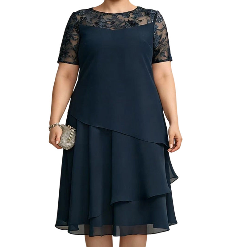 Robe élégante grande taille à volants pour femmes