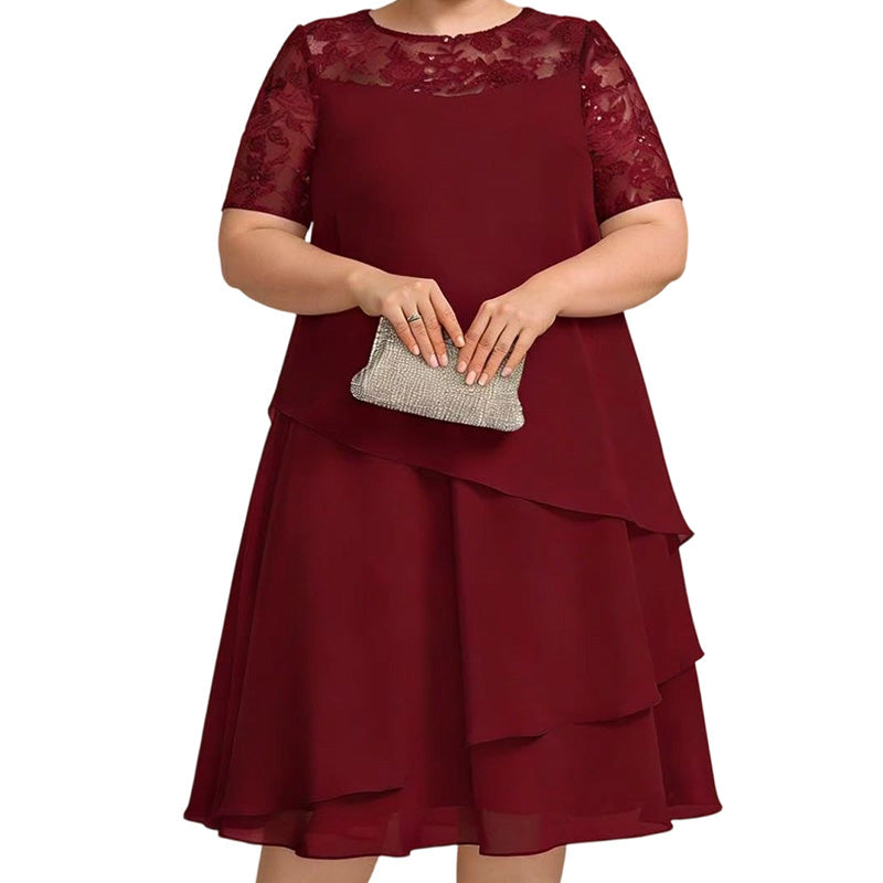 Robe élégante grande taille à volants pour femmes