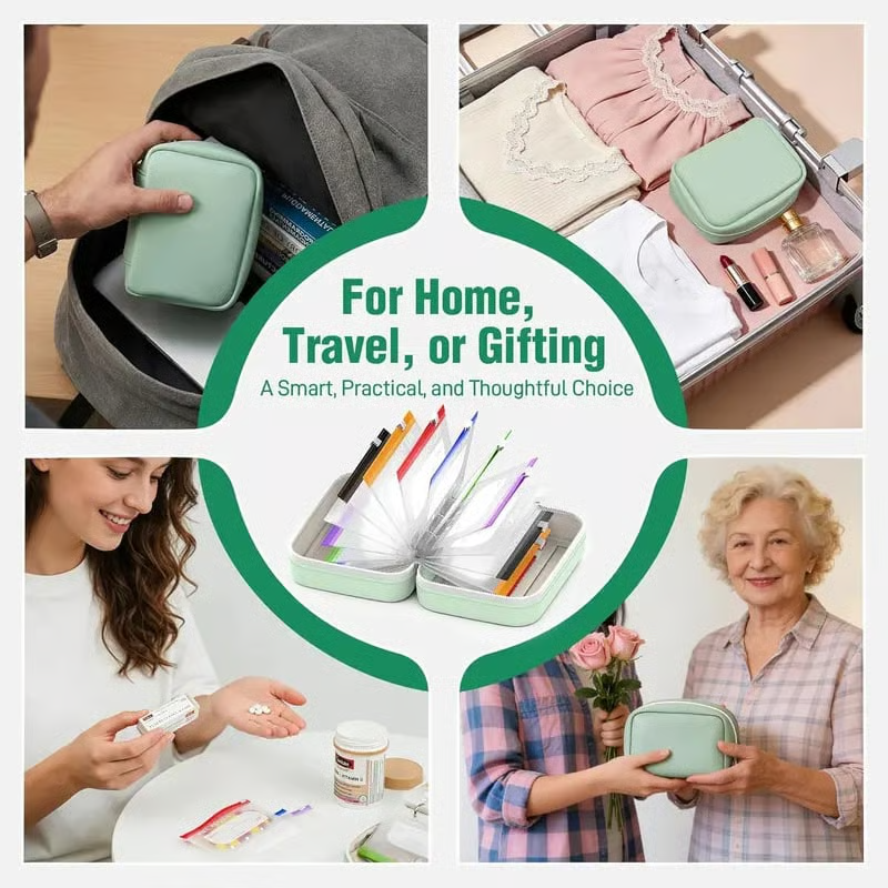 💊🛒 -50% ! 🗂️Organisateur de Médicaments A8 Étanche – 14 Grandes Pochettes Zippées, Code Couleur & Design Discret.