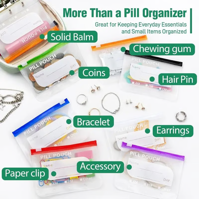 💊🛒 -50% ! 🗂️Organisateur de Médicaments A8 Étanche – 14 Grandes Pochettes Zippées, Code Couleur & Design Discret.