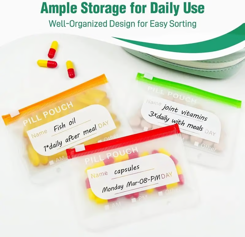 💊🛒 -50% ! 🗂️Organisateur de Médicaments A8 Étanche – 14 Grandes Pochettes Zippées, Code Couleur & Design Discret.