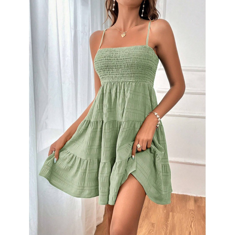 🎁Nouveautés 2026 -50%💥Robe courte femme à volants froncés – bretelles réglables, poitrine extensible et coupe A fluide ✨