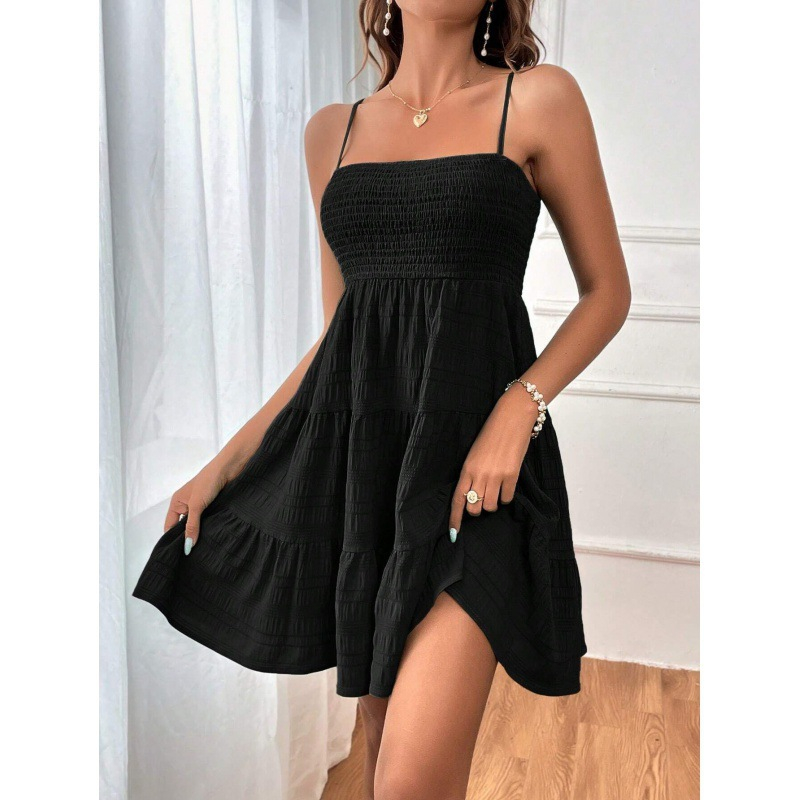 🎁Nouveautés 2026 -50%💥Robe courte femme à volants froncés – bretelles réglables, poitrine extensible et coupe A fluide ✨