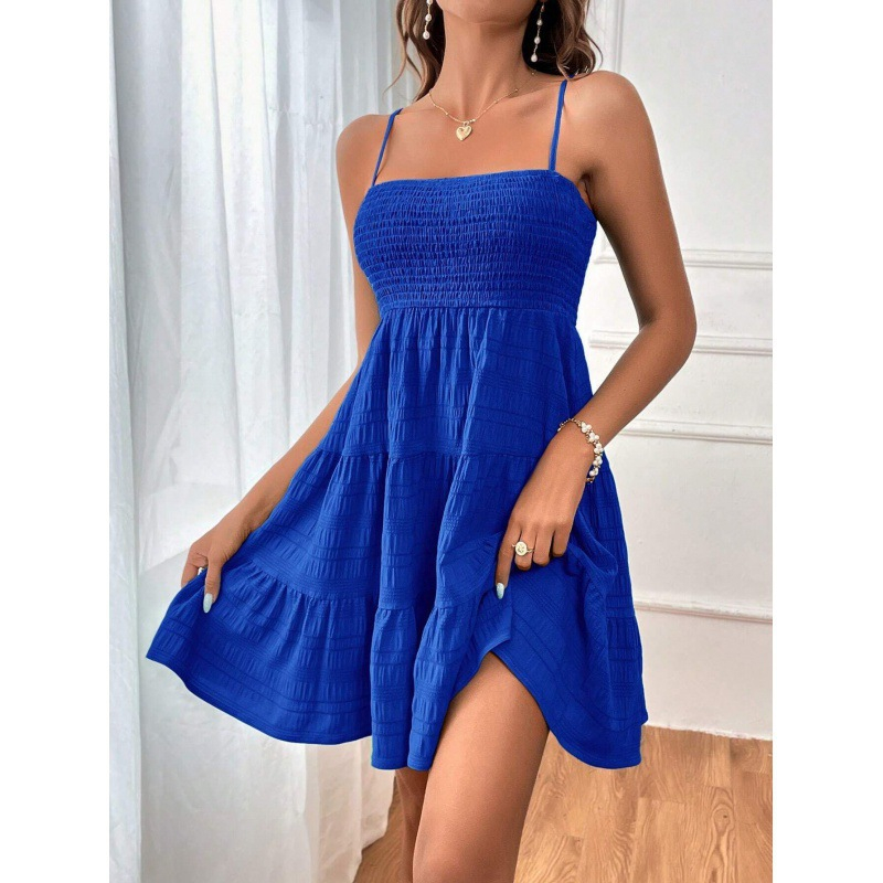 🎁Nouveautés 2026 -50%💥Robe courte femme à volants froncés – bretelles réglables, poitrine extensible et coupe A fluide ✨
