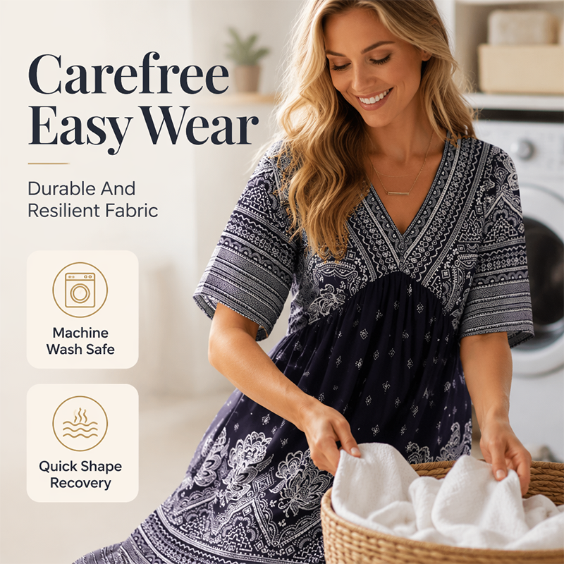 🌿☀️ PROMO LIMITÉE -50% ! 🌸Robe Femme Fleurie Col V – Imprimés éclatants & manches légères – Parfaite pour les balades ensoleillées au jardin.
