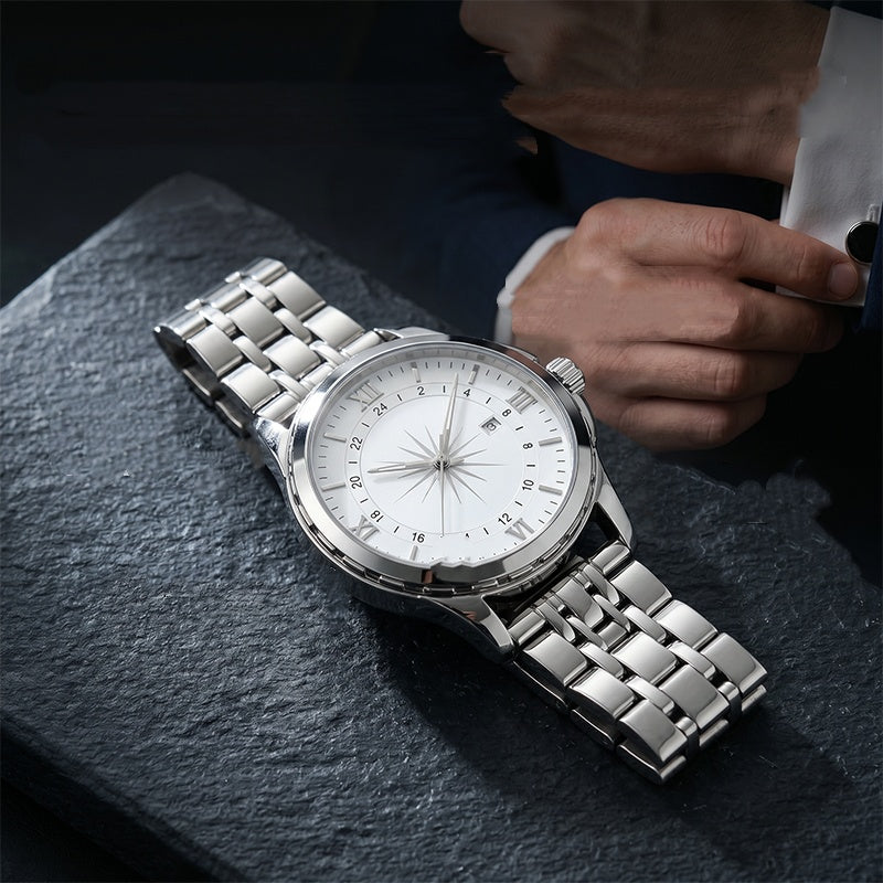 ⌚ 50% DE RÉDUCTION ! ✨ Montre Quartz Classique Homme – Acier Inoxydable – Chronographe & Verre Minéral for Bureau & Occasions