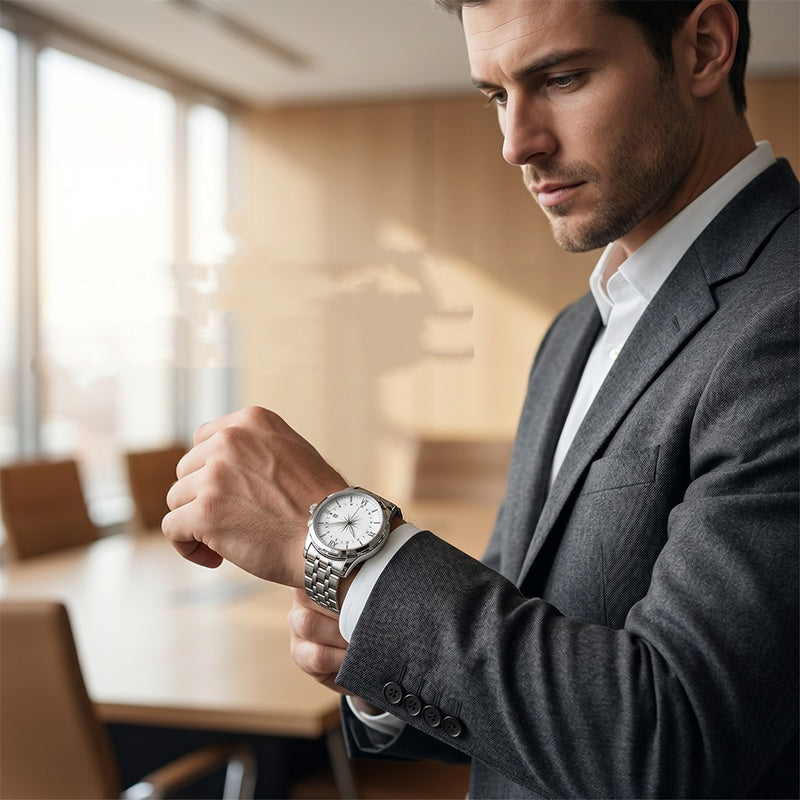 ⌚ 50% DE RÉDUCTION ! ✨ Montre Quartz Classique Homme – Acier Inoxydable – Chronographe & Verre Minéral for Bureau & Occasions