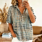 👚-50% MAINTENANT ! 🌸Blouse d'été à col pour femme – Motif abstrait, coupe ample et aérée, légère et respirante, parfaite pour les chaudes journées ✨