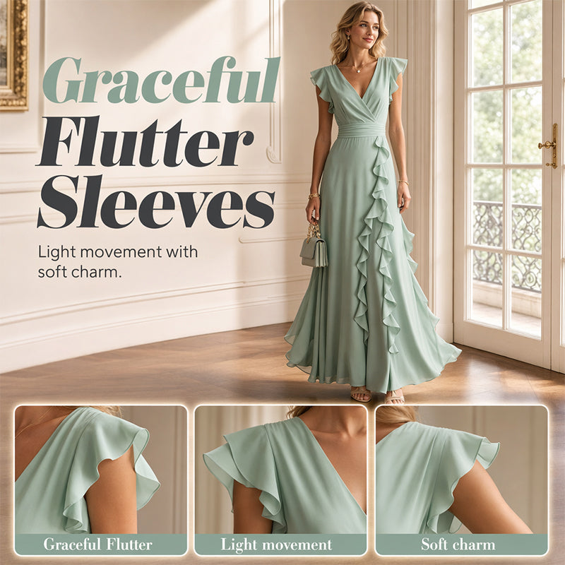 🌸 50% DE RÉDUCTION! 👗 Robe Maxi en Mousseline Col V & Volants – Fluide, légère & romantique – Parfaite pour les journées ensoleillées et les soirées d'été ☀️