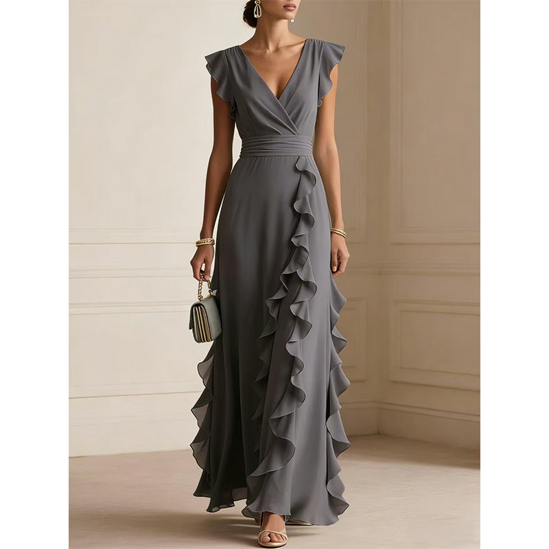 🌸 50% DE RÉDUCTION! 👗 Robe Maxi en Mousseline Col V & Volants – Fluide, légère & romantique – Parfaite pour les journées ensoleillées et les soirées d'été ☀️
