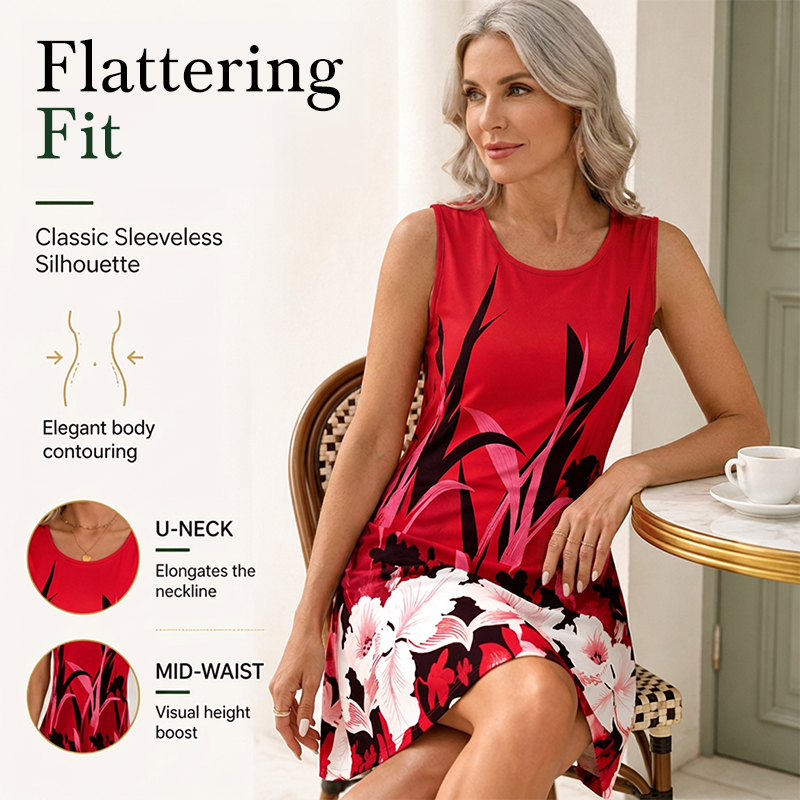 🌿🏖️OFFRE LIMITÉE -50% ! 🌸Robe florale sans manches – Coton aéré et charme décontracté, idéale pour les séjours à la plage.