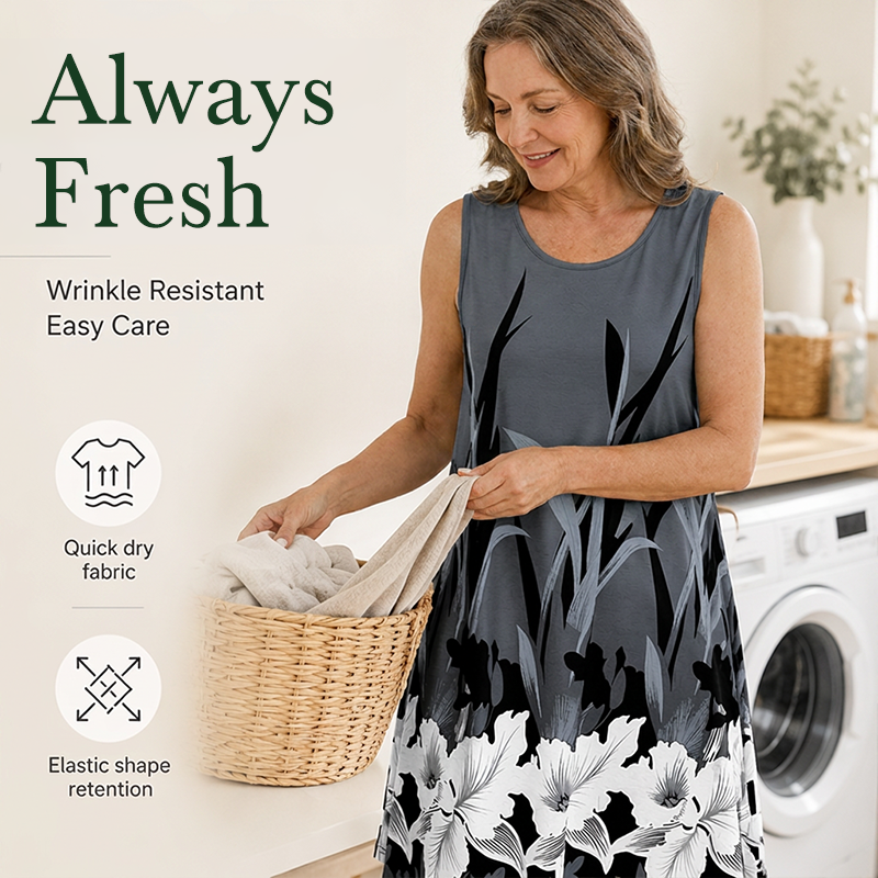 🌿🏖️OFFRE LIMITÉE -50% ! 🌸Robe florale sans manches – Coton aéré et charme décontracté, idéale pour les séjours à la plage.
