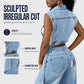 ✨ Soldes 2026 — Plus de 44 000 ventes ! 🧵 Robe Gilet en Jean Sans Manches Fente Haute Femme