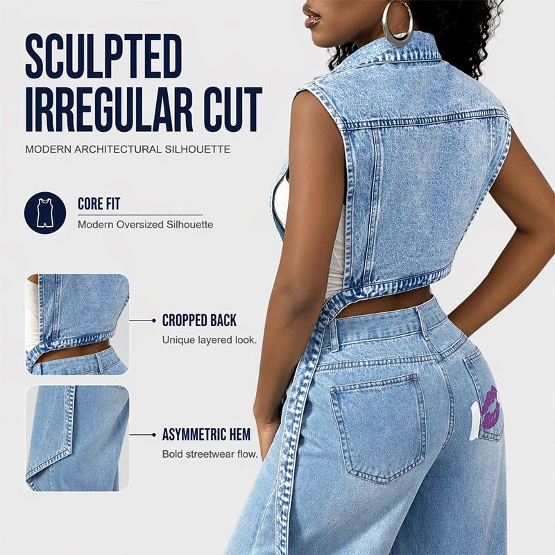 ✨ Soldes 2026 — Plus de 44 000 ventes ! 🧵 Robe Gilet en Jean Sans Manches Fente Haute Femme
