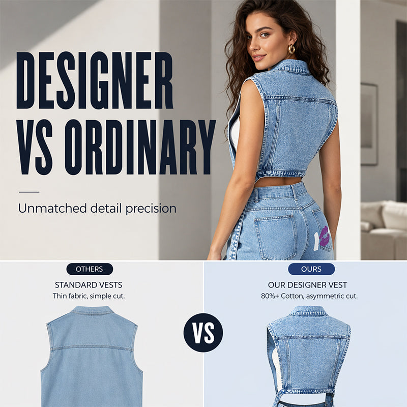 ✨ Soldes 2026 — Plus de 44 000 ventes ! 🧵 Robe Gilet en Jean Sans Manches Fente Haute Femme