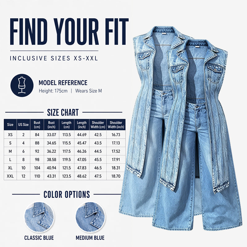 ✨ Soldes 2026 — Plus de 44 000 ventes ! 🧵 Robe Gilet en Jean Sans Manches Fente Haute Femme