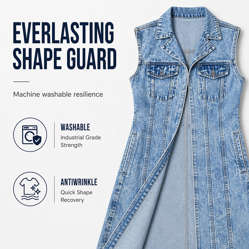 ✨ Soldes 2026 — Plus de 44 000 ventes ! 🧵 Robe Gilet en Jean Sans Manches Fente Haute Femme