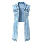 ✨ Soldes 2026 — Plus de 44 000 ventes ! 🧵 Robe Gilet en Jean Sans Manches Fente Haute Femme