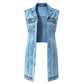 ✨ Soldes 2026 — Plus de 44 000 ventes ! 🧵 Robe Gilet en Jean Sans Manches Fente Haute Femme