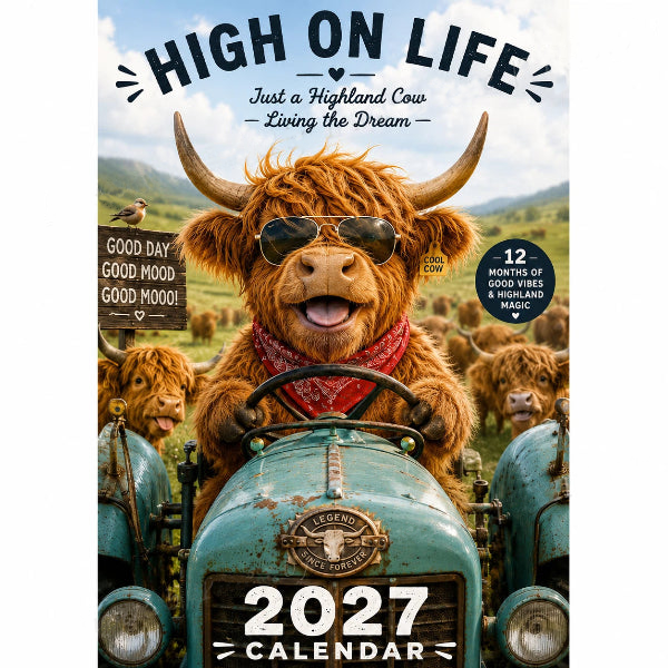 🔥‑50% OFFRE LIMITÉE 🐮 Calendrier mural 2027 Highland Cow humoristique, format A4, déco murale originale 🗓️✨
