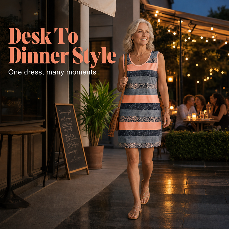 Robe rayée sans manches pour femme