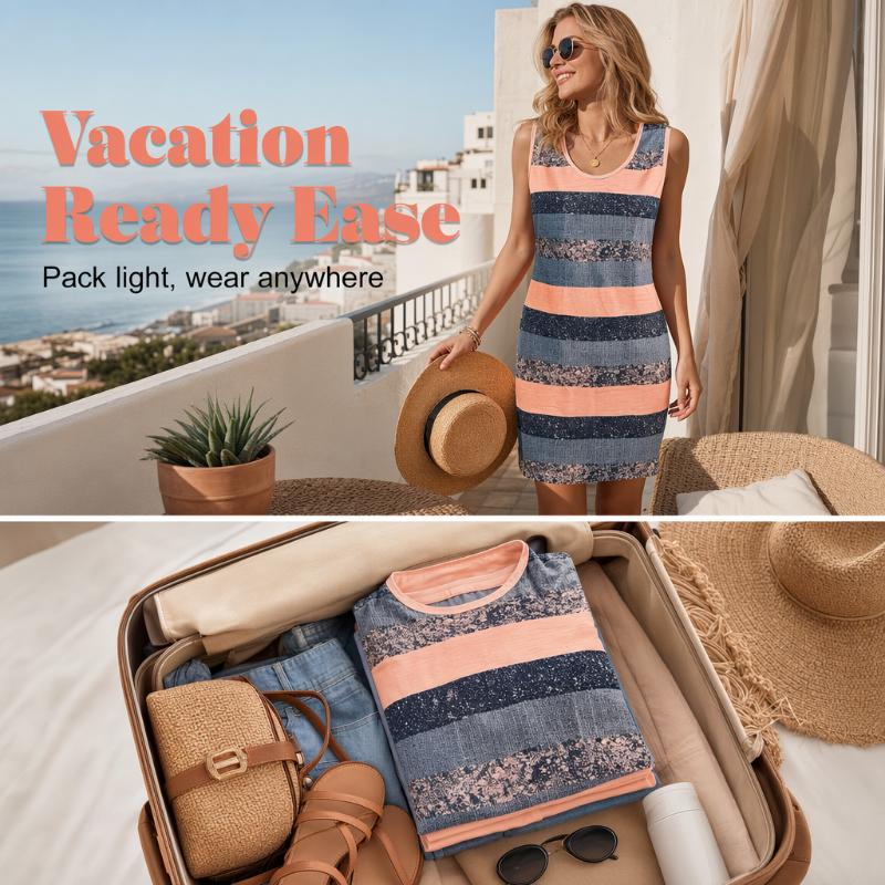 Robe rayée sans manches pour femme