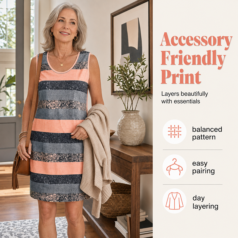 Robe rayée sans manches pour femme