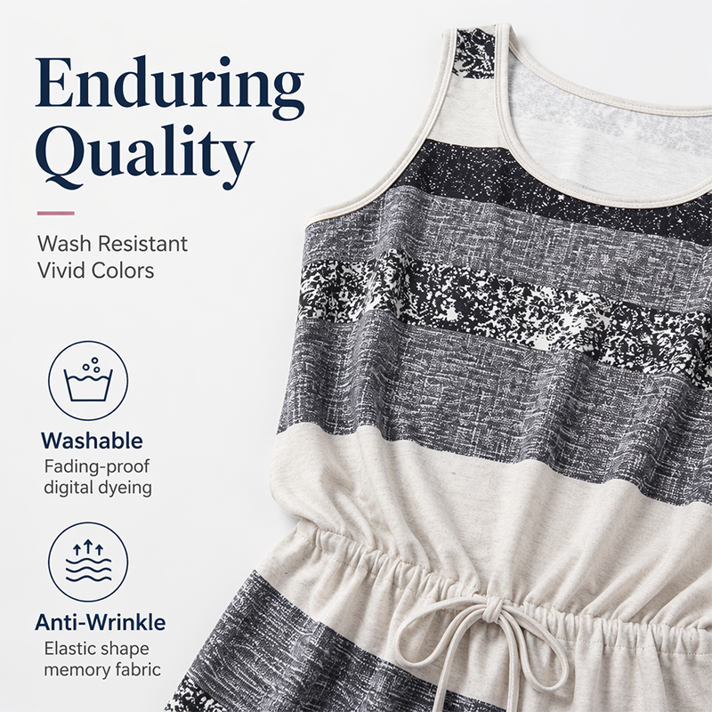 👚 50% DE RÉDUCTION! 🌀 Robe Rayée à Cordon – Rayures classiques, coupe fluide & facile à assortir – Parfaite pour un look décontracté et chic au quotidien 🌿